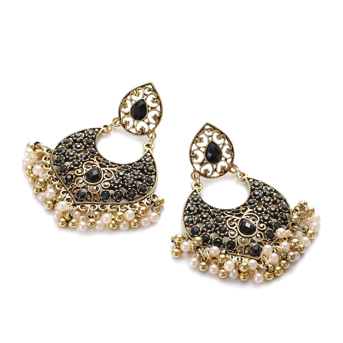 Rivaaz - Fine silver foil Kundan earrings with black rhodium plating and  Meenakari Handmade This earring has very fine quality and craftsmanship  hence has a very sophisticated look. Picture cannot do justice.