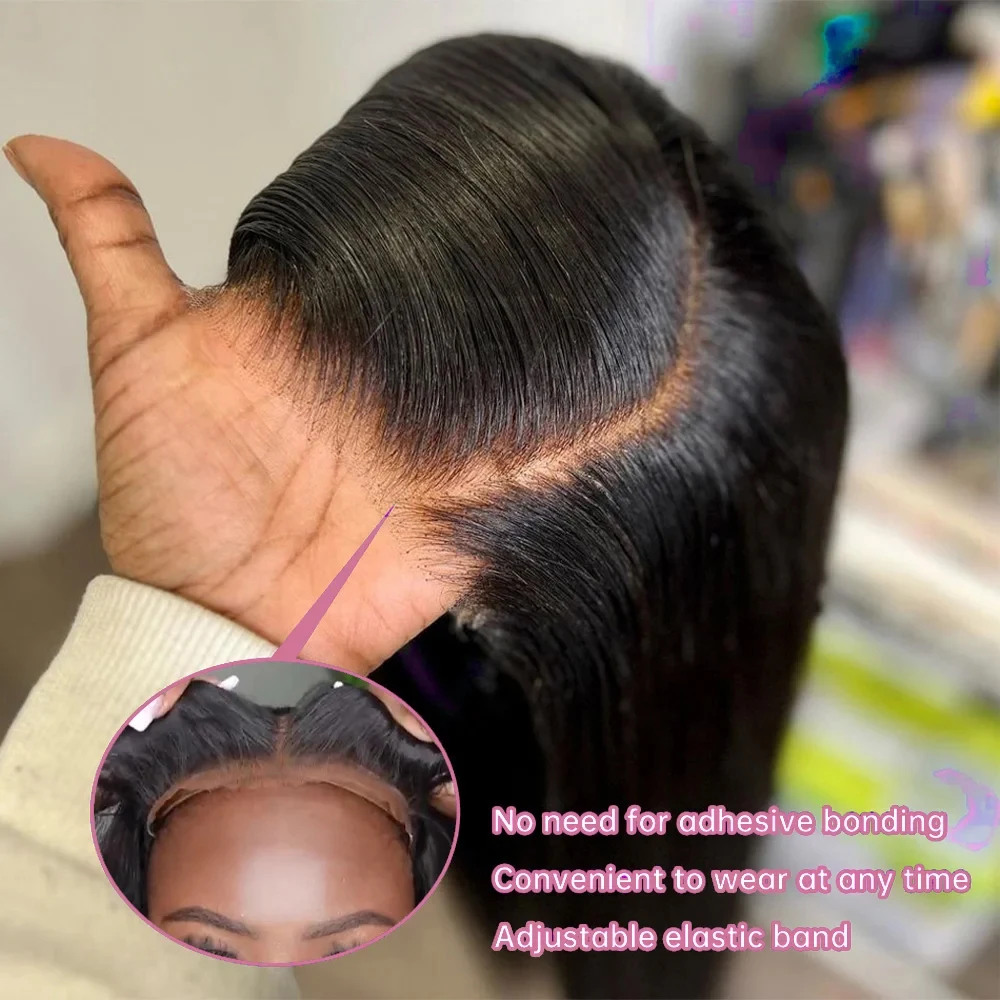 Ready To Wear Glueless Wig PrePlucked 7x5 Transparent Straight Human Hair Lace Frontal Wig 30Inch 4x4 Lace Closure Women