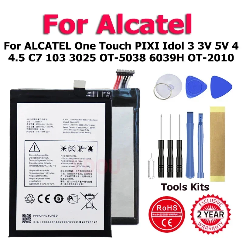 

TLI020F1 TLi009AA TLi020F7 TLi018D1 Battery For Alcatel One Touch PIXI Idol 3 3V 5V 4 4.5 C7 103 3025 OT-5038 6039H OT-2010+Tool