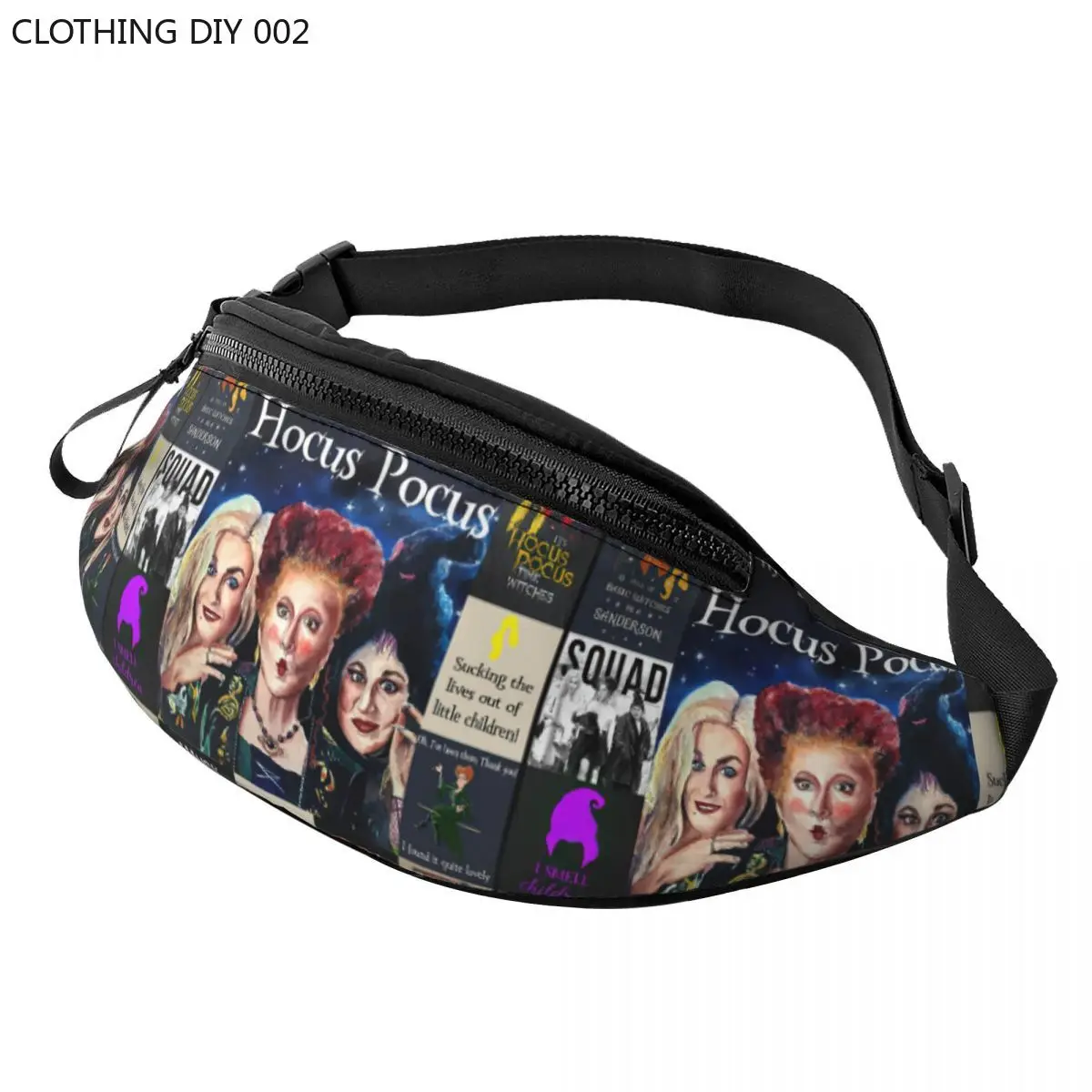 

Pocus Hocus Three Witches Fanny Pack Women Men Casual Sanderson Sisters Crossbody Waist Bag for Running Phone Money Pouch