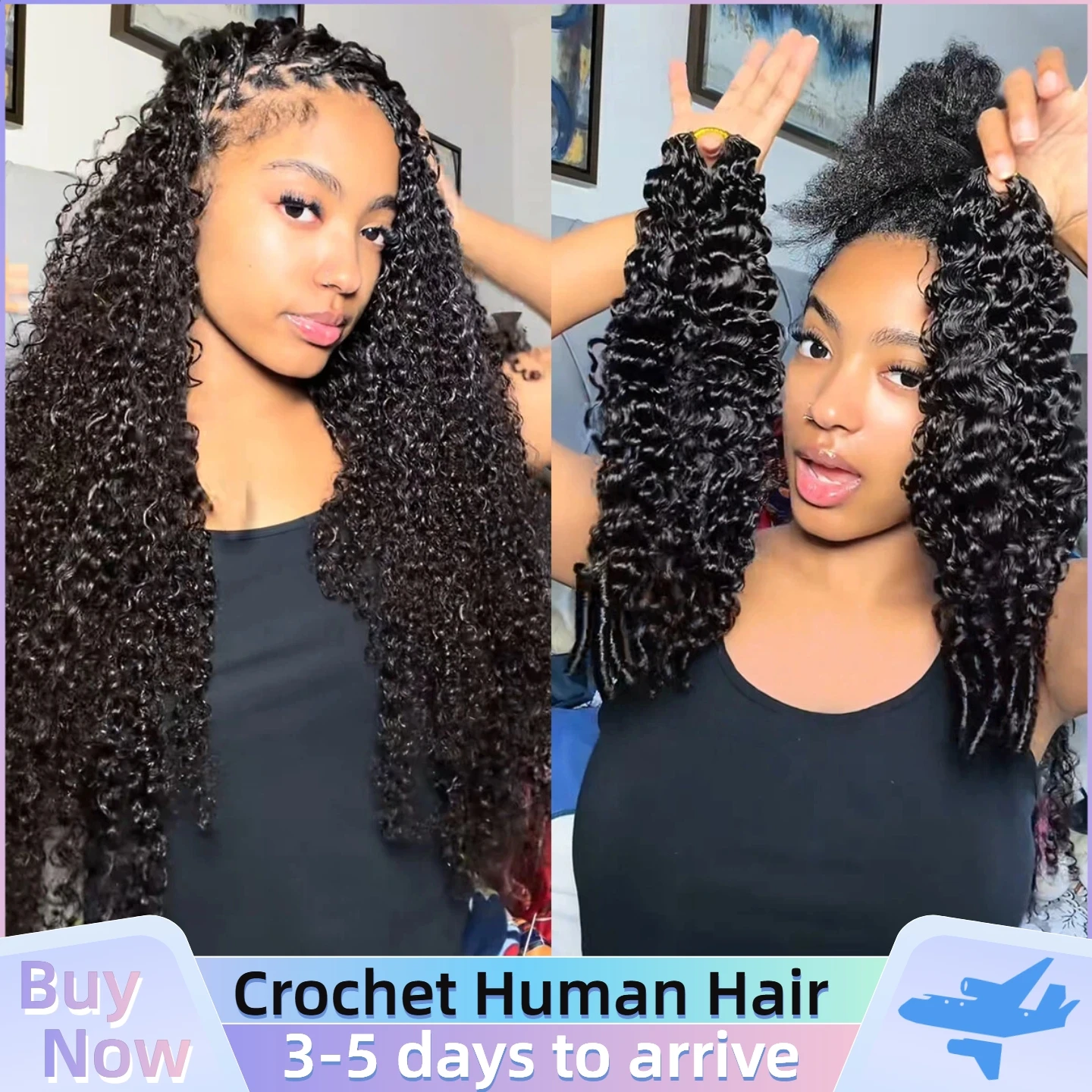 Burmese Curly 12A Crochet Human Hair Extensions