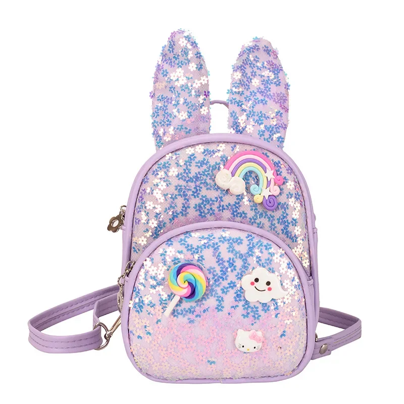 

New Fashion Sequins Rabbit Ears Backpack Children's Bling School Bags Cute Waterproof Student Kids Girls Kindergarten Schoolbags