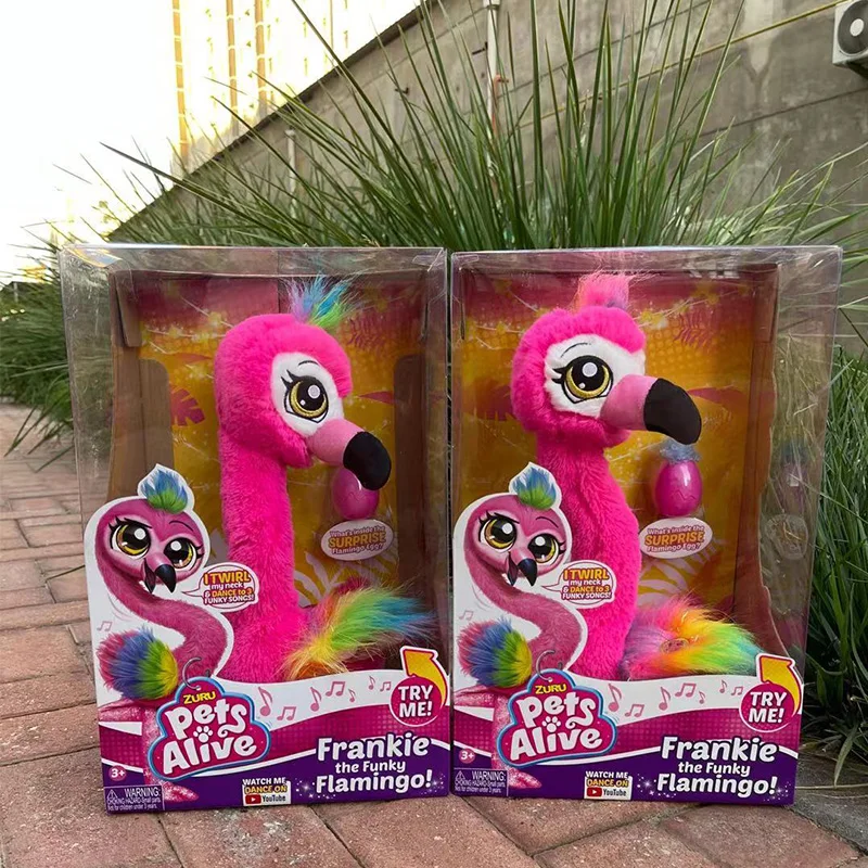 Original Pets Alive Rose Kawaii Red Flamingo Pluszowy Electronic Pet Electric Music Girls Kids Playhouse Toys Gift