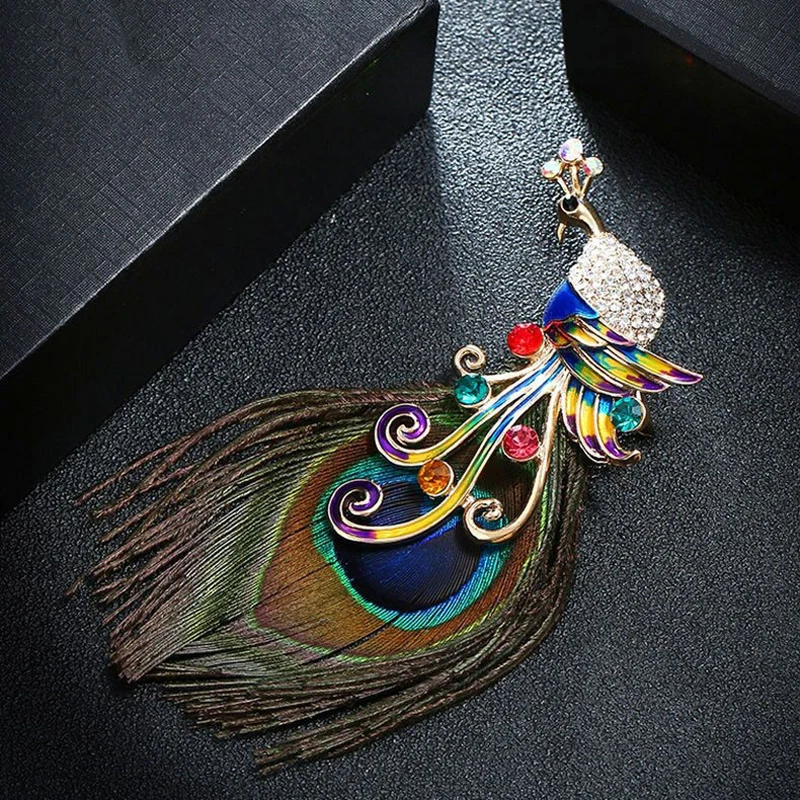 Trendy Elegant Peacock Feather Brooch Pin Women's High-end Crystal Pin  Corsage Shawl Buckle Banquet Suit Coat Accessories - AliExpress