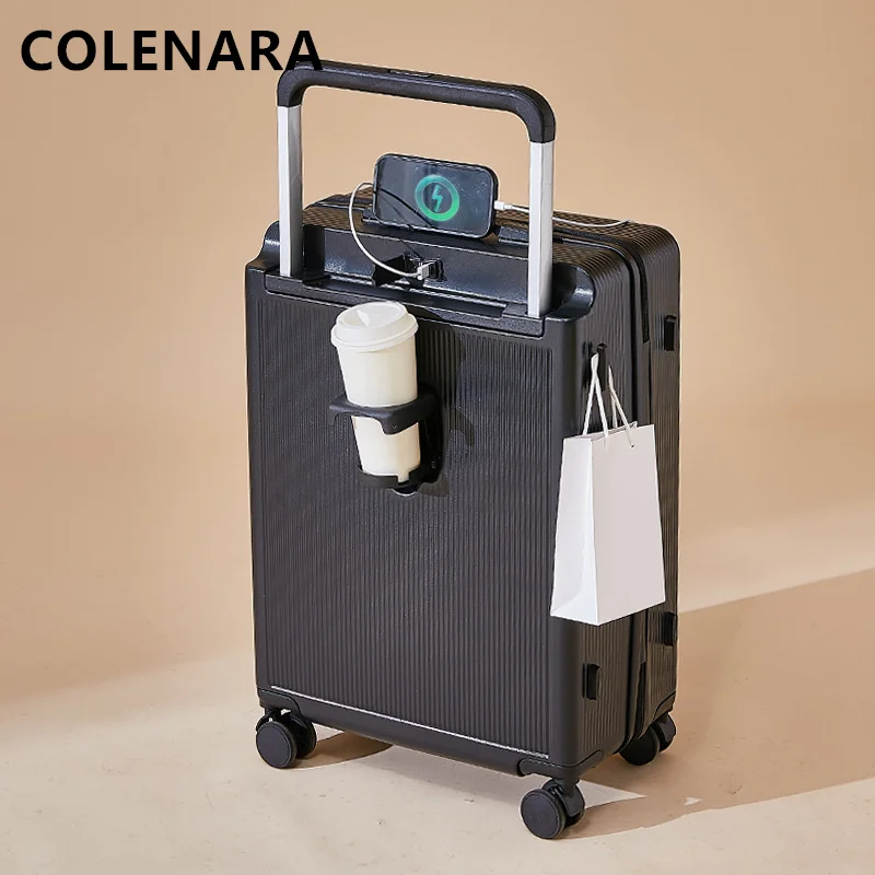 

COLENARA 20"22"24"26 Inch Cabin Luggage Thickened Trolley Case Multifunctional PC Boarding Box USB Charging Rolling Suitcase