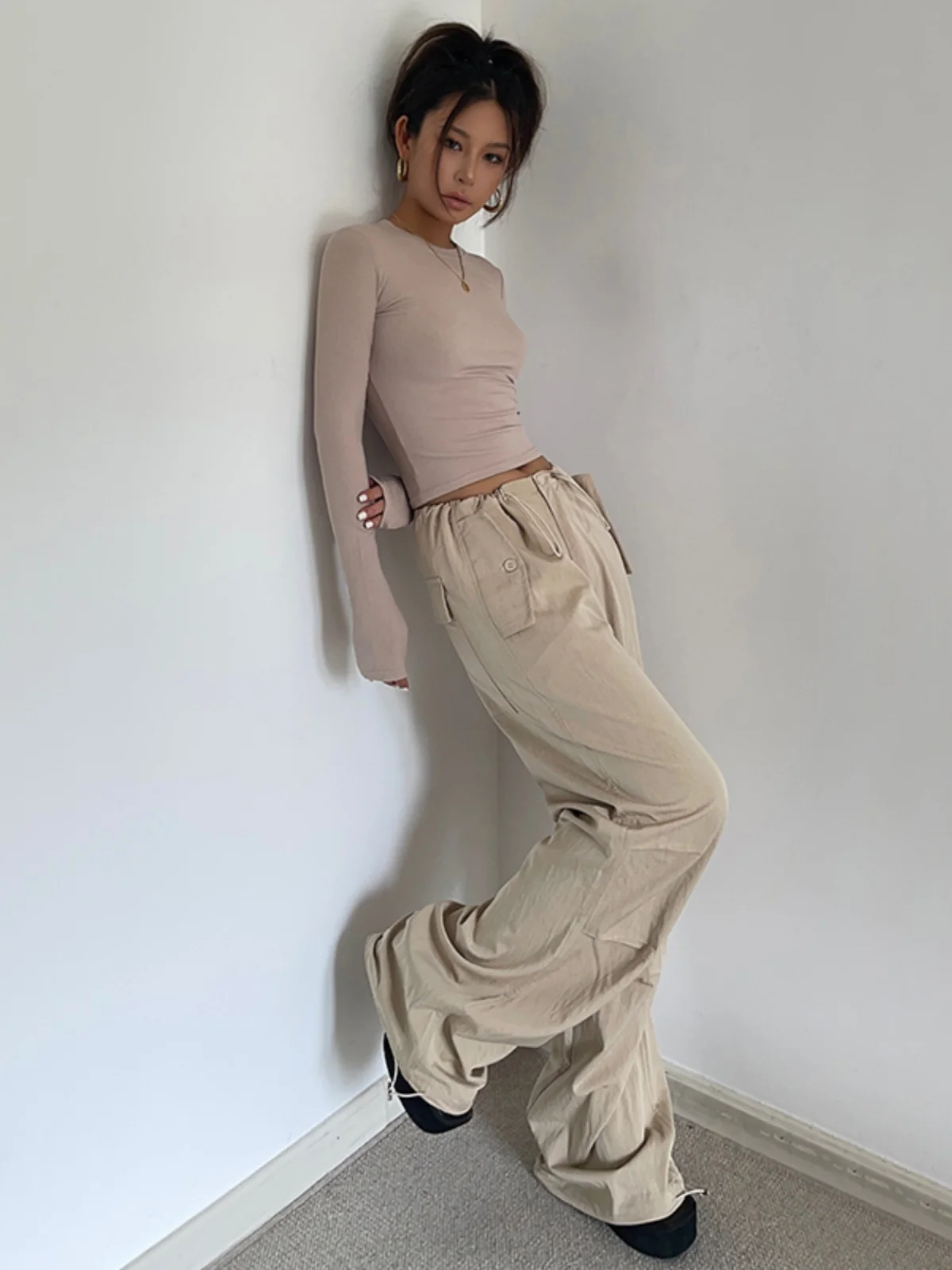 

Спортивные Повседневные тонкие брюки с низкой талией