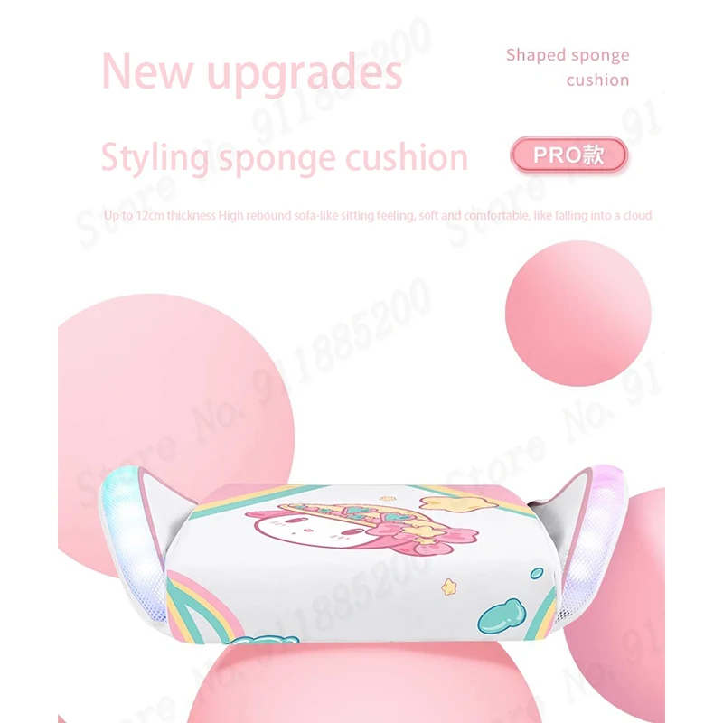 New Upgrads Adjustable Lift Gaming Chair Cute Anime Print With LED Light Home Computer Office Chair Anchor Live Gamer Chair 3