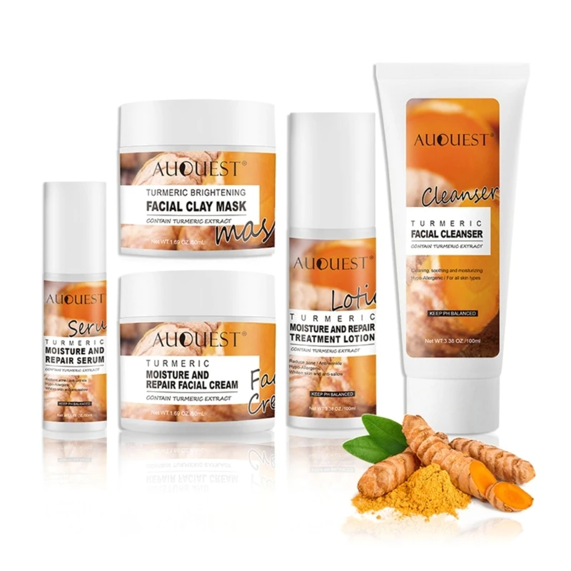 TurmericSkinCareKitFaceDeepCleansingWhiteningFaceCreamAnti