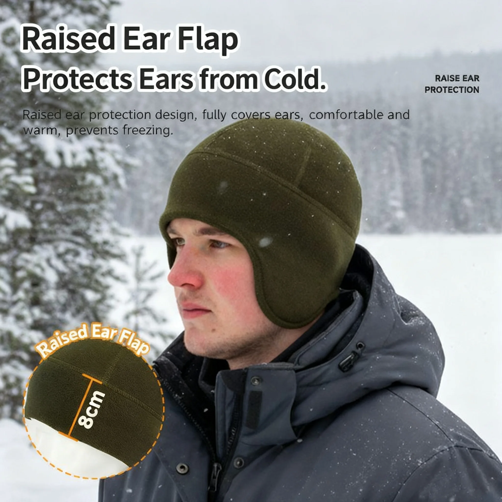 1Set Winter Warm Face Cover Skull Cap Windproof Thicken Polar Fleece Cycling Cap Neck Gaiter Cold Proof Ski Beanie Neck Cover