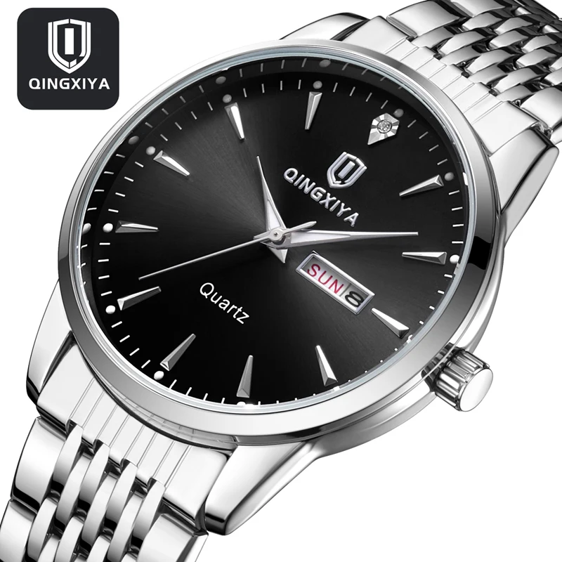 

QINGXIYA Fashion Quartz Watch for Men Stainless Steel Waterproof Luminous Date Mens Watches Top Brand Luxury Relogio Masculino
