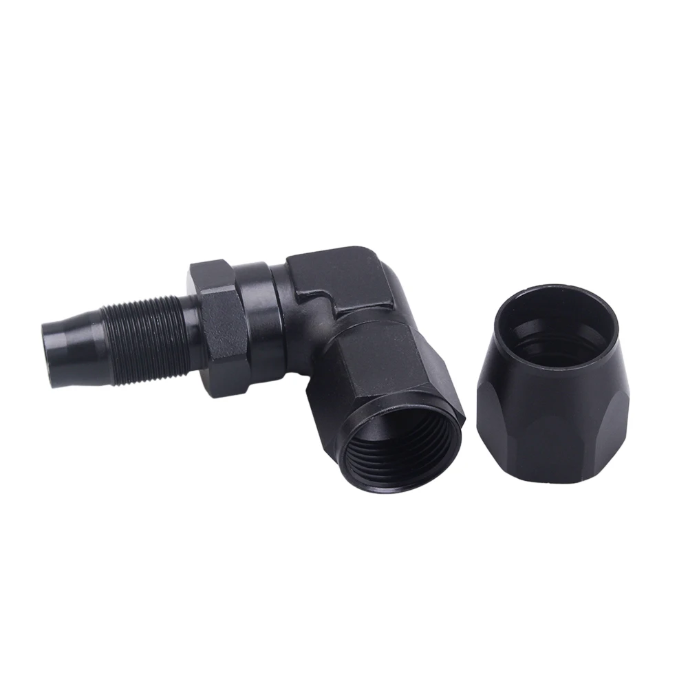 Uxcell 2pcs Black Aluminum Alloy 10AN 90 Degree Swivel Fuel Hose Fitting - For Oil, Water, Air Lines