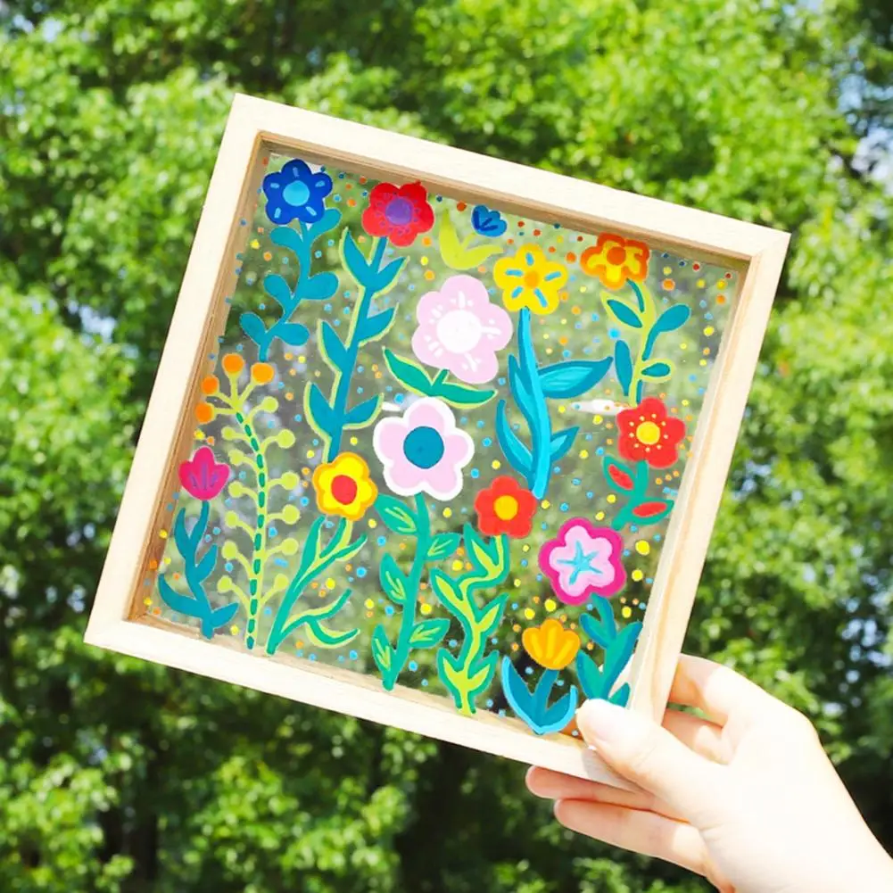 Wood Acrylic Glass Picture Frame Handcraft Transparent DIY Children Craft Painting Frame Studio Album