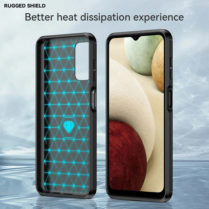 Luxury Matte Carbon Fiber Shockproof Phone Case with Soft Bumper Cover