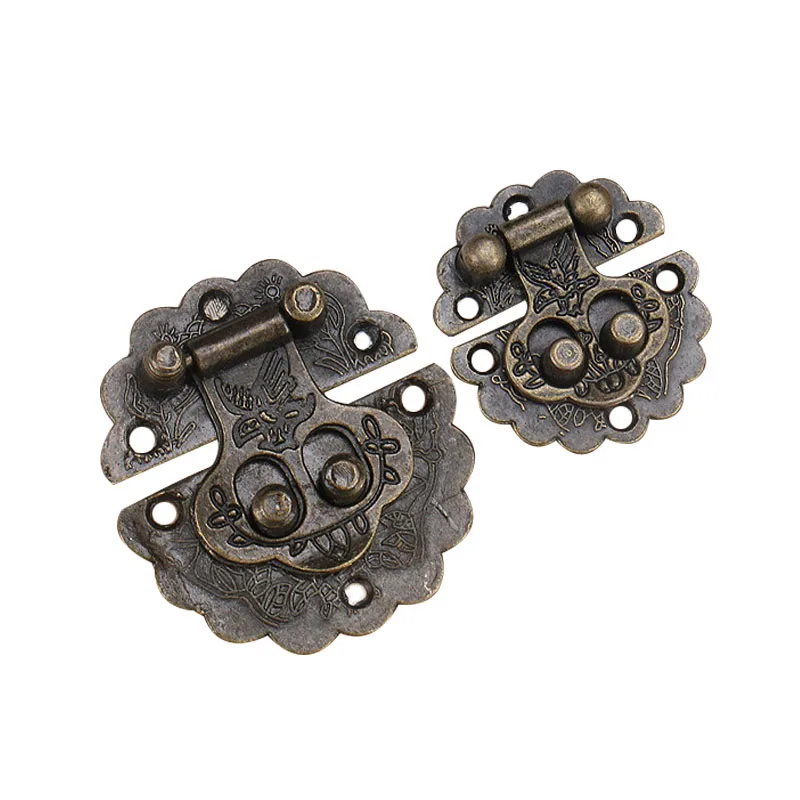 1pc Retro Furniture Wooden Jewelry Box Hasp Decorative Latch Clasps Lock Padlock Hasp With Screws