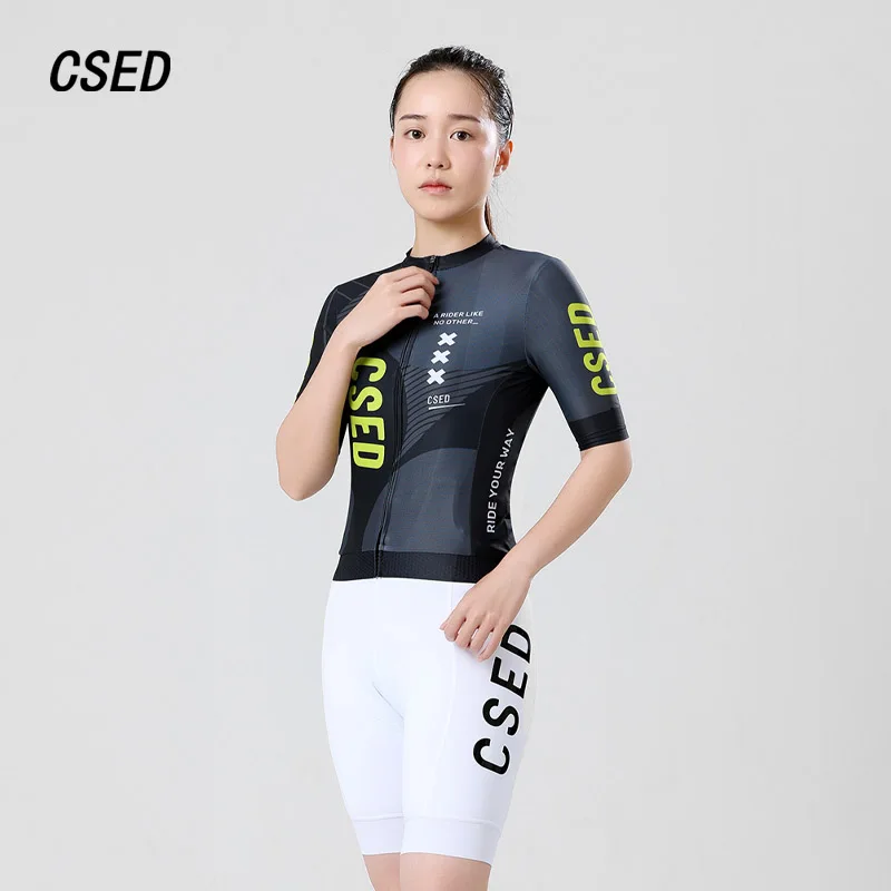 Cycling Jersey Women Short Sleeved Bike Clothing Full Zipper Breathable Soft