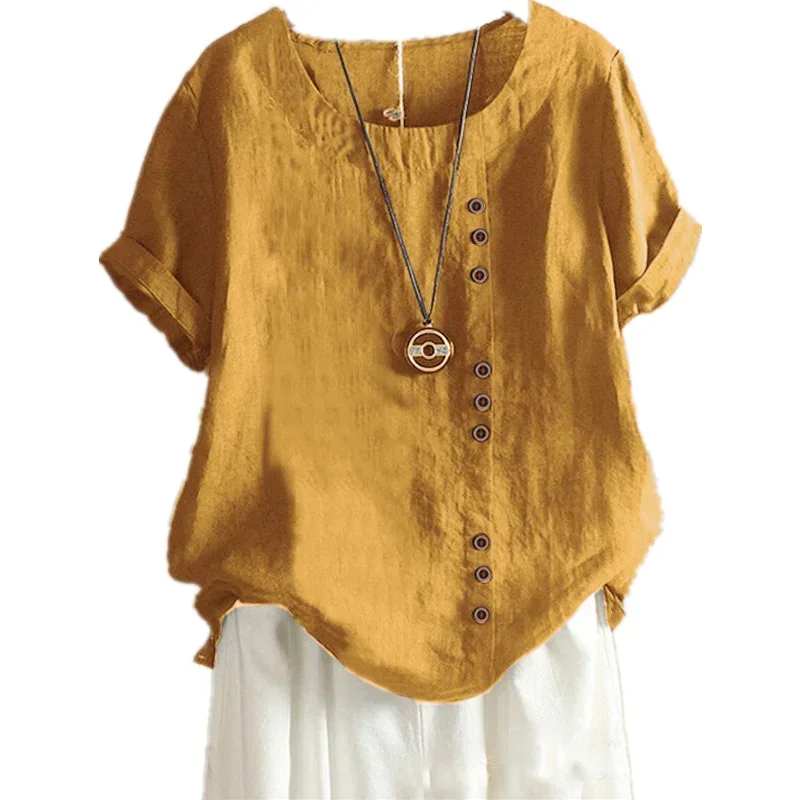 

Tops Women Clothing Cotton Linen Shirts for Women Summer Fashion Ropa Mujer Best Seller Woman Tshirts Hot New