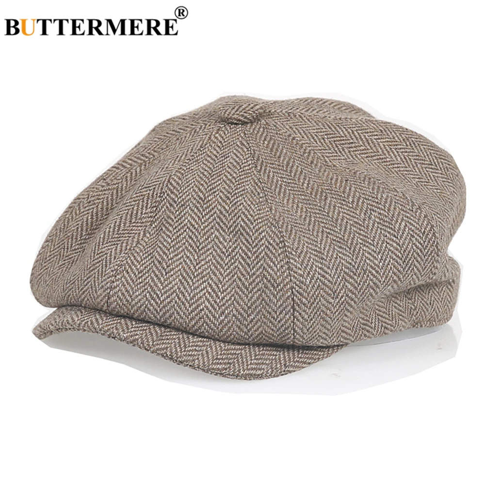 

BUTTERMERE British Vintage Newsboy Cap Men Herringbone Winter Hat Casual Octagonal Mens Beret Gorro Peaky Blinders