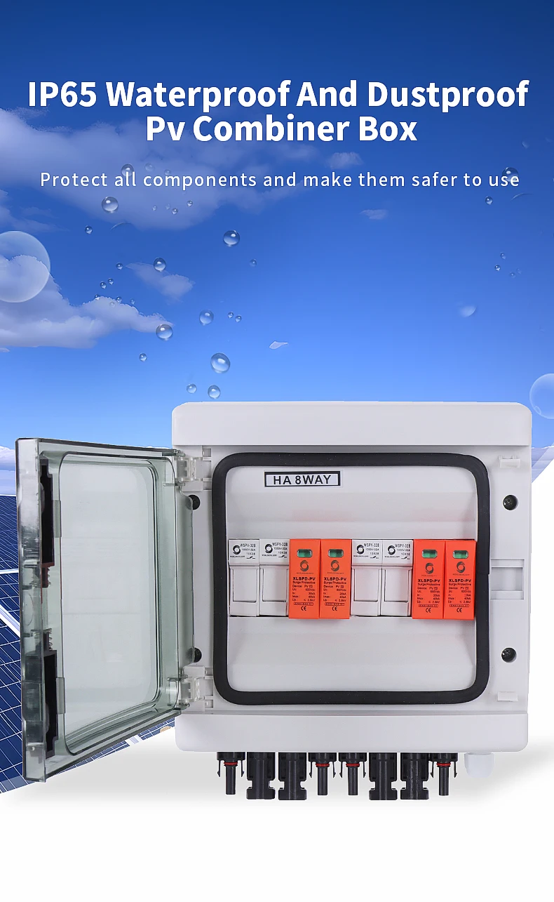 Worldsunlight WSDB-PV2/2 500V 600V 2 input 2 output string 32a energy system Photovoltaic Solar PV DC Combiner Box