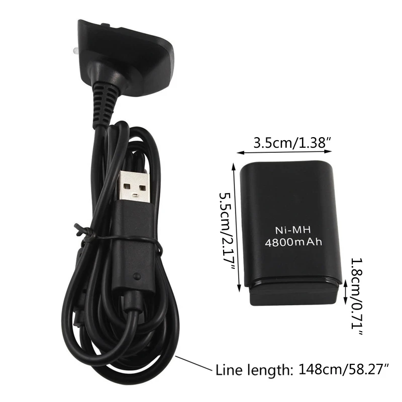 -Xbox360 ޴ Ʈѷ ͸  USB ̺ E65C Ե Xbox360 Ʈѷ 4800mAh ͸ 뷮  ŰƮ