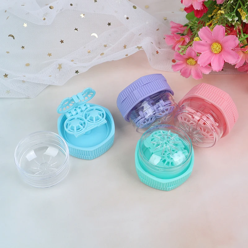 

Portable Contact Lens Cleaner Case Box Manual Rotation Type Plastic Container Storage Holder Lenses Cleaning Tools Travel Set