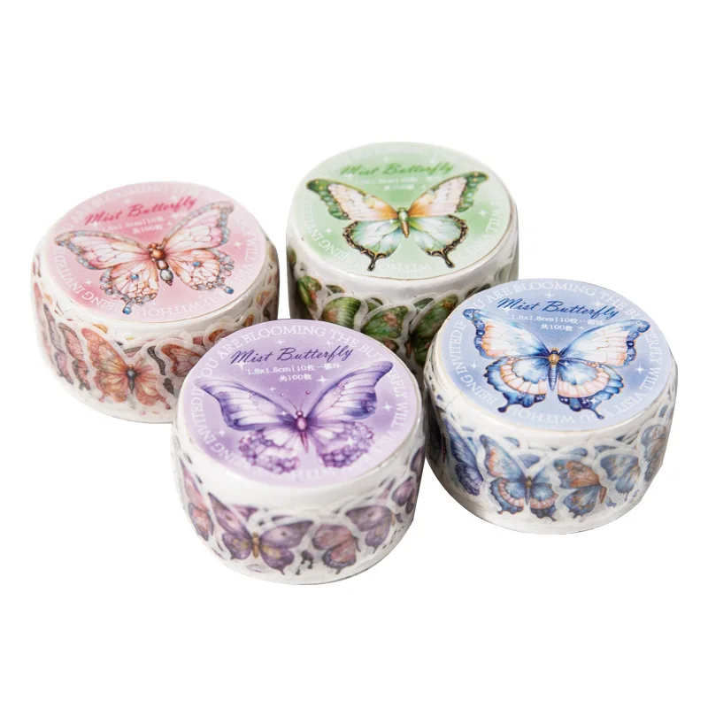 Card Lover 100 Pcs [Misty Butterfly Series] Vintage Journal Stickers Washi Paper Sticker Paper Scrapbooking Scrapbook Kit