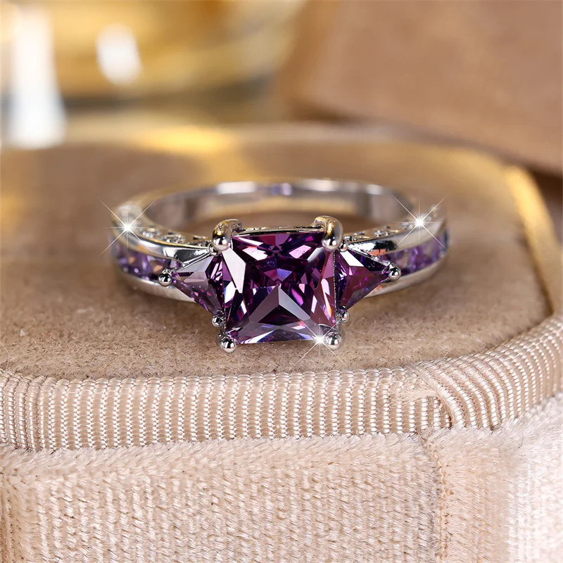 Elegant Crystal Pink Stone Ring in Silver - Luxury Women's Engagement Jewelry