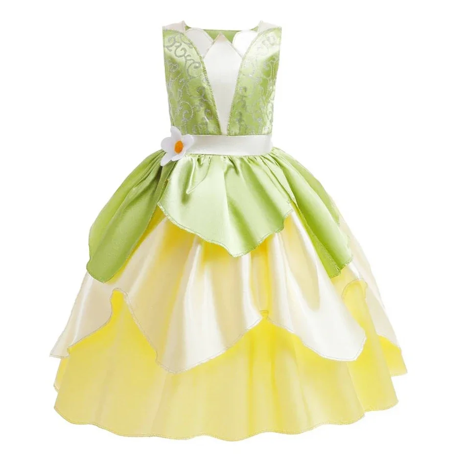 2024 bambini DISNEY Movie Wish ASHA Role Play Princess Costume Girls Fairy Tale Tiana Rapunzel cenerentola Birthday Party Dress