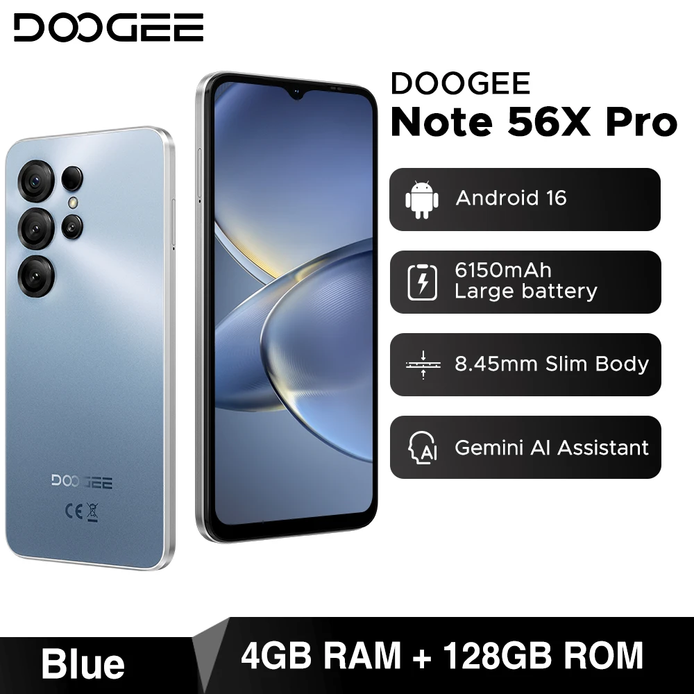 Global Version DOOGEE Note56X Pro Smart phone 32GB+128GB 6150mAh