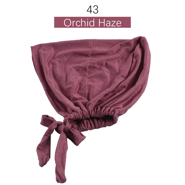 Muslim Women Elastic Tie Back Inner Hijab Caps Cotton Jersey Stretch Underscarf Modal Bonnet Headwrap Turbante Mujer 43