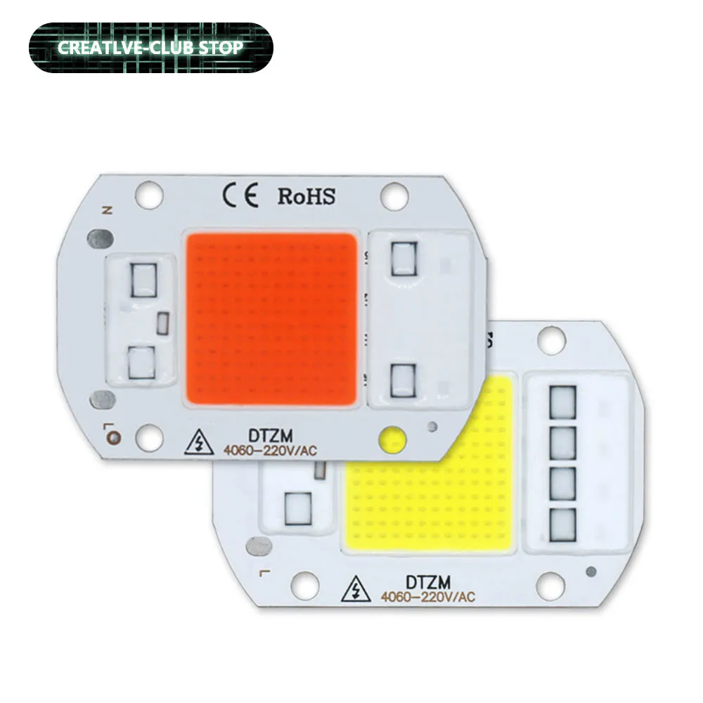 220V LED Chip 10W 20W 30W 50W COB Chip No Need Driver Smart IC LED Lamp Bead ​for Flood Light Spotlight Plant Light DIY Lighting led grow light