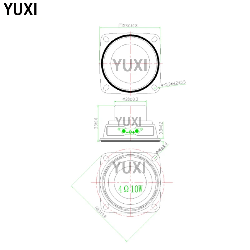 YUXI 1PCS 53mm 2 Inch Internal Magnetic Speaker For 4 Ohms 10W  Small Speaker With Fixing Hole Bass Multimedia Speaker 10W 4