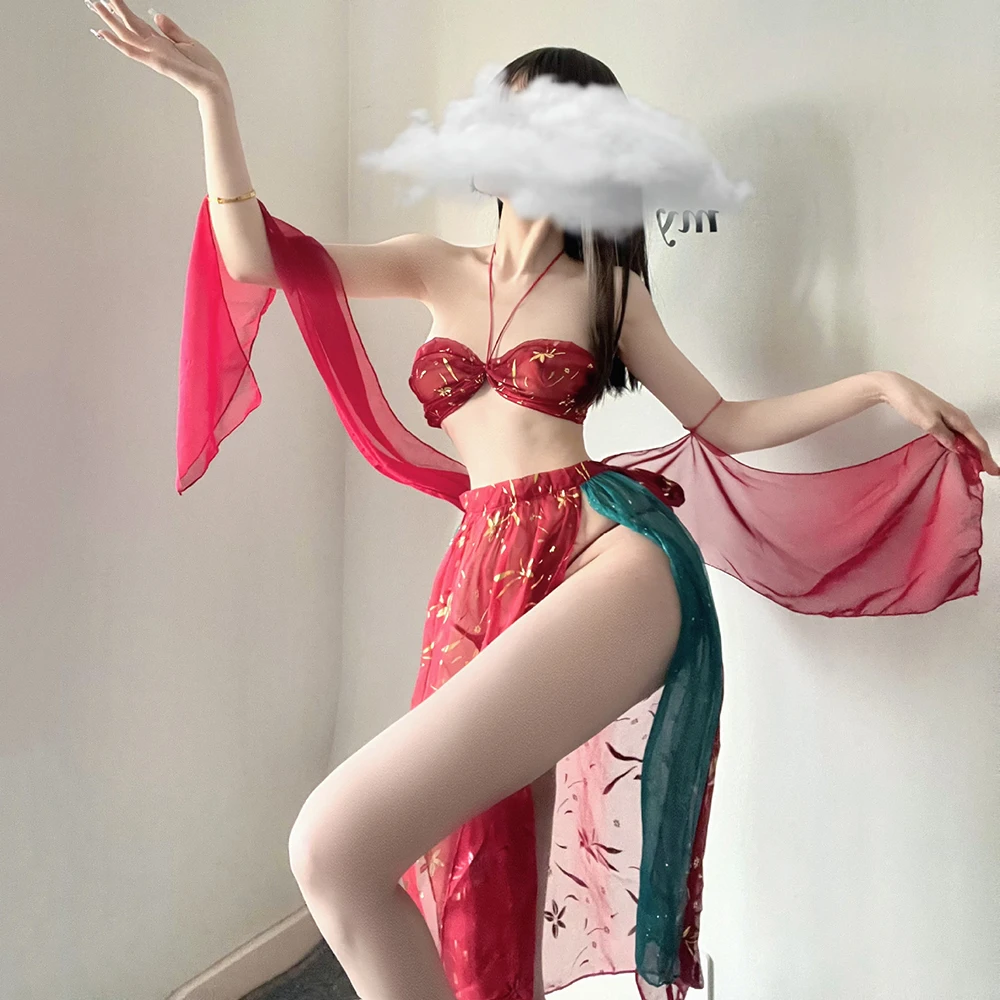 

Chinese Bride Traditional Lingerie Sexy Women Chiffon See Through Exotic Ancient China Cosplay Outfit Classic Costumes
