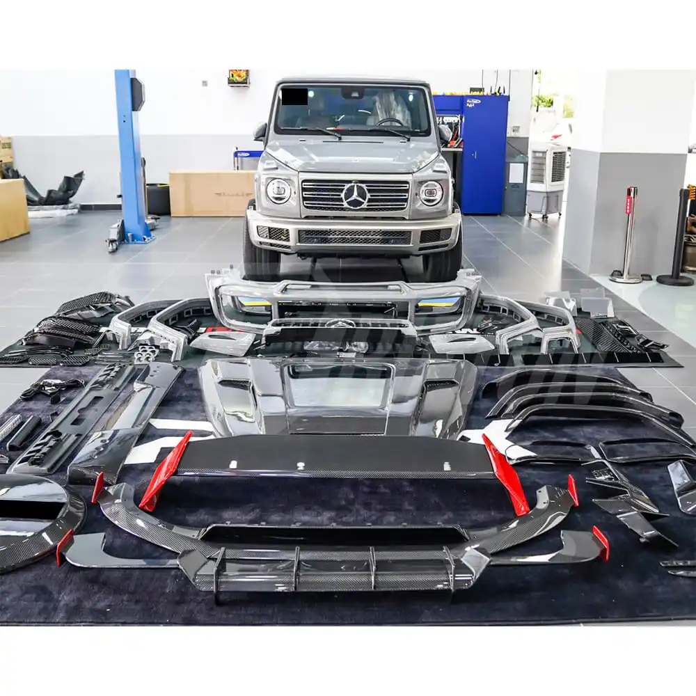 메르세데스 벤츠 G 클래스 W464 G63 AMG BraB 용 G900 로켓 스타일 건식 탄소 섬유 자동차 벨트 라인 (12 개)