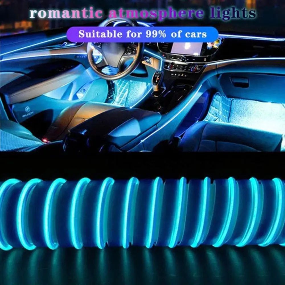 

2m Car Interior Atmosphere Lighting LED Strip 5V DIY Flexible EL Line With Auto Tube USB Decoration Light Ambient Lamp Cold B6L9