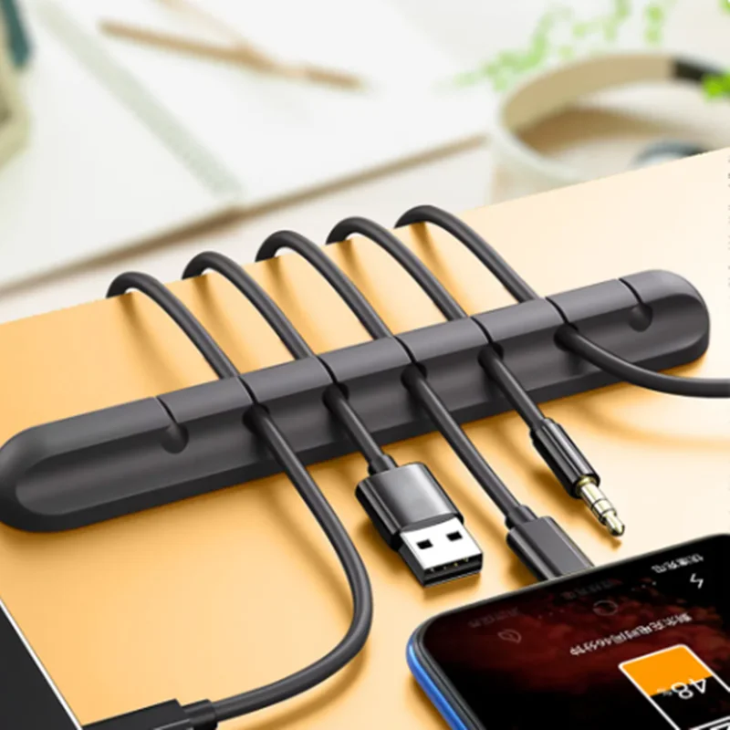 Silicone Self-Adhesive Cable Organizer Clips - Desktop Tidy & Wire Management Solution