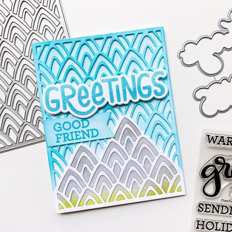 Mmao Crafts Metall-Stahlschneideformen, unregelmäßiger Wellenmuster-Rahmen, Schablone für DIY-Scrapbooking, Papier-/Fotokarten, Prägeformen