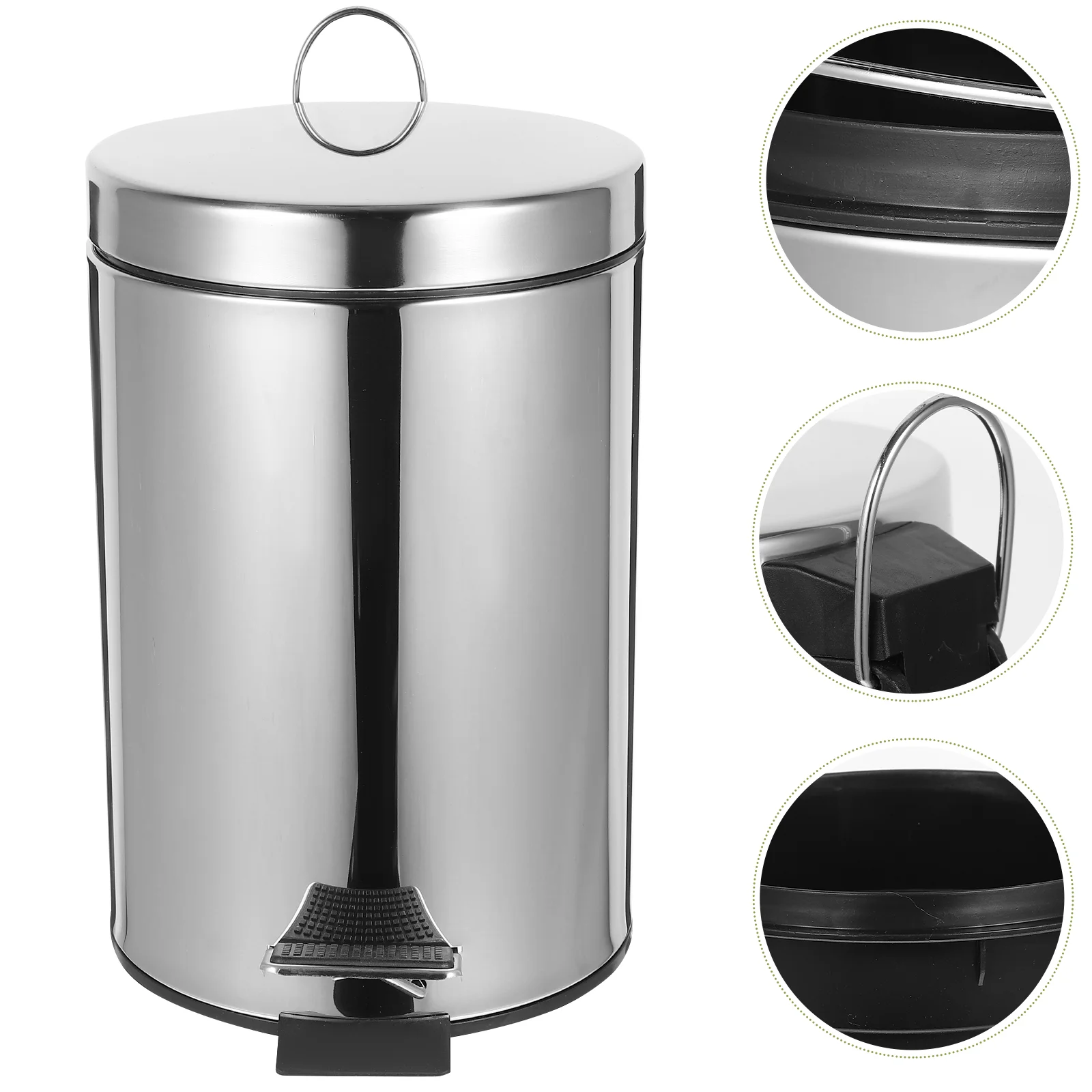 

Garbage Can Office Trash Bin Bedroom Kitchen Household Stainless Steel Portable Trashcan Wastebasket 410