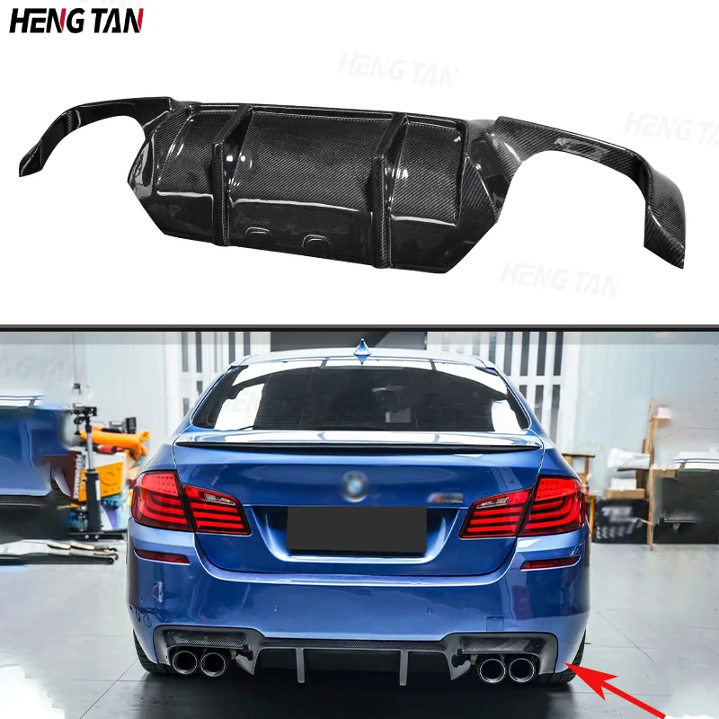 

For BMW 5 Series F10 F18 2010-2016 M Sport Carbon Fiber Car Rear Bumper Lip Diffuser Spoiler Parts Upgrade Body kit