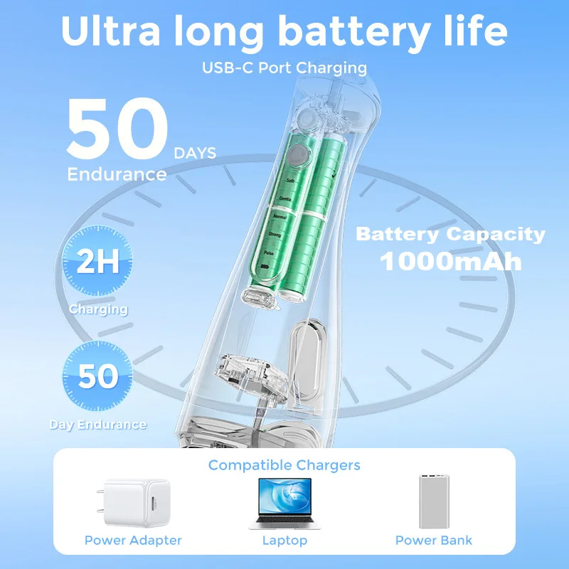 water flosser in use cleaning teeth