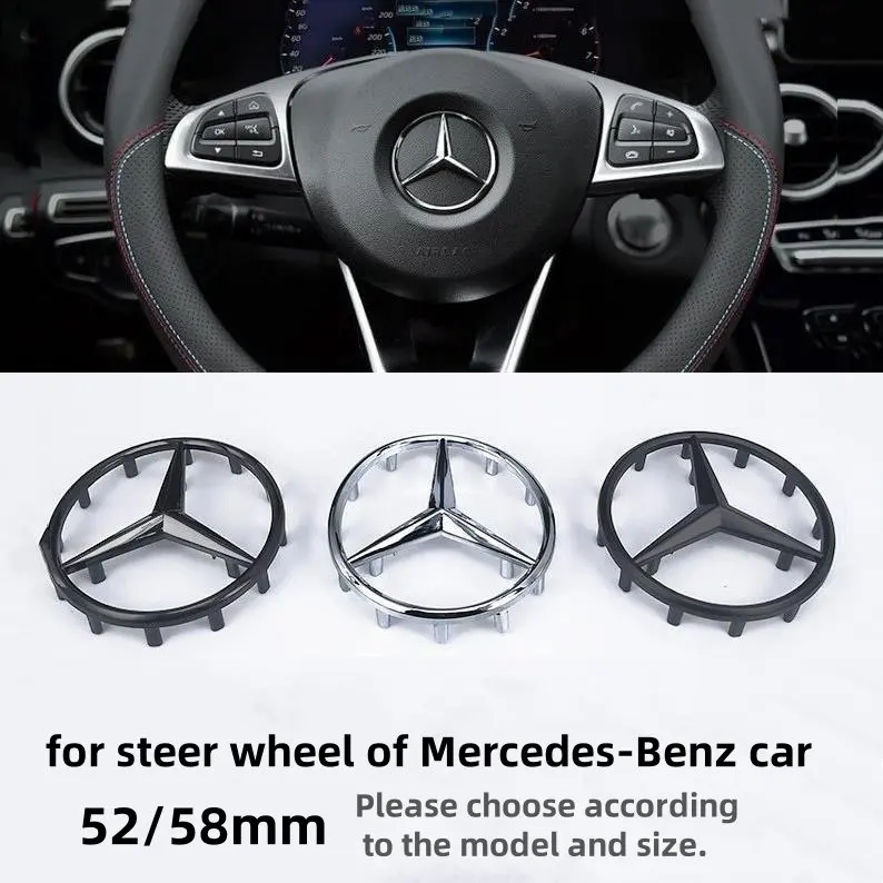 52/58mm ABS 3D hollow sticker car steering wheel center suitable for Mercedes-Benz AMG GLK W220 W212 W210 W204 W211 3d stickers