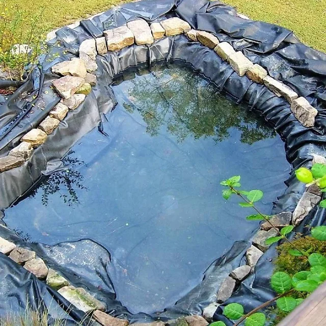 Hdpe Fish Tave Beter Bleer Ruhák Vízálló Kertek Medencéi Membrán Fekete Rugalmas Patakok Szökőkutak Megerősített Tereprendezési Medence Bélés - Image 2