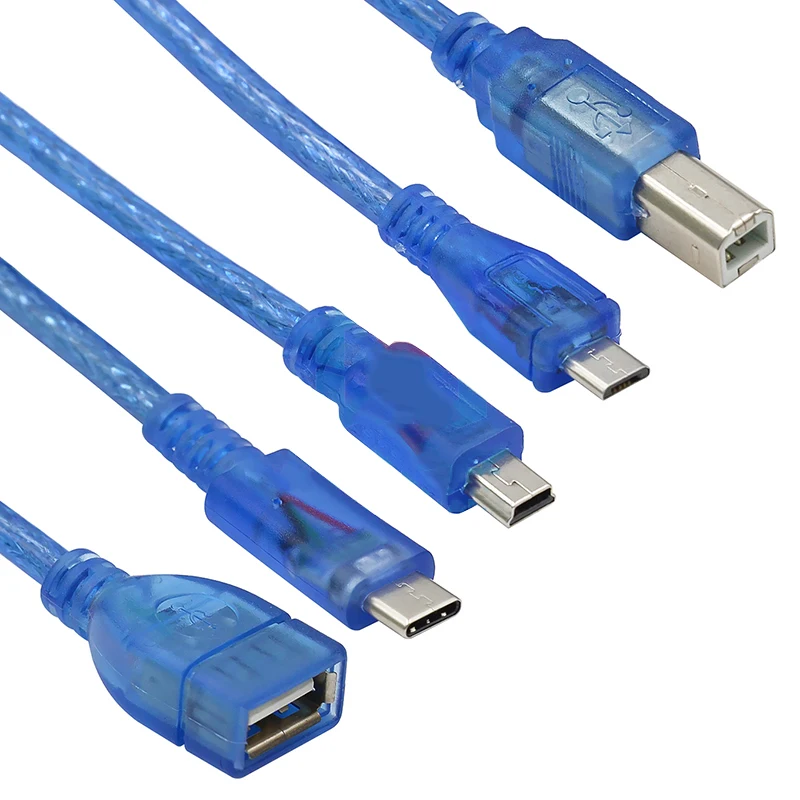 Usb Printer Blue Data Cable For Aarduno 2560 due por micro mini USB to UNO/MICRO DUE/MINI NANO/TYPE-C Charging Cable,Usb Charging Cable
