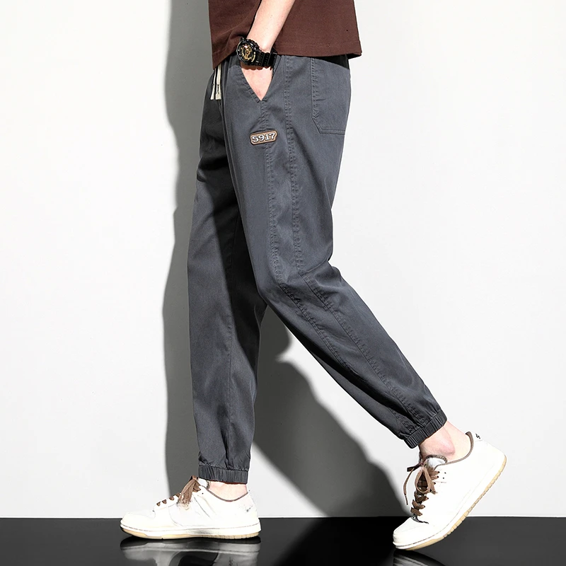 2024 Men's Summer Ice Silk Casual Pants Micro Wide Leg Pants Trousers Fashion Casual Tencel Drawstring Pants