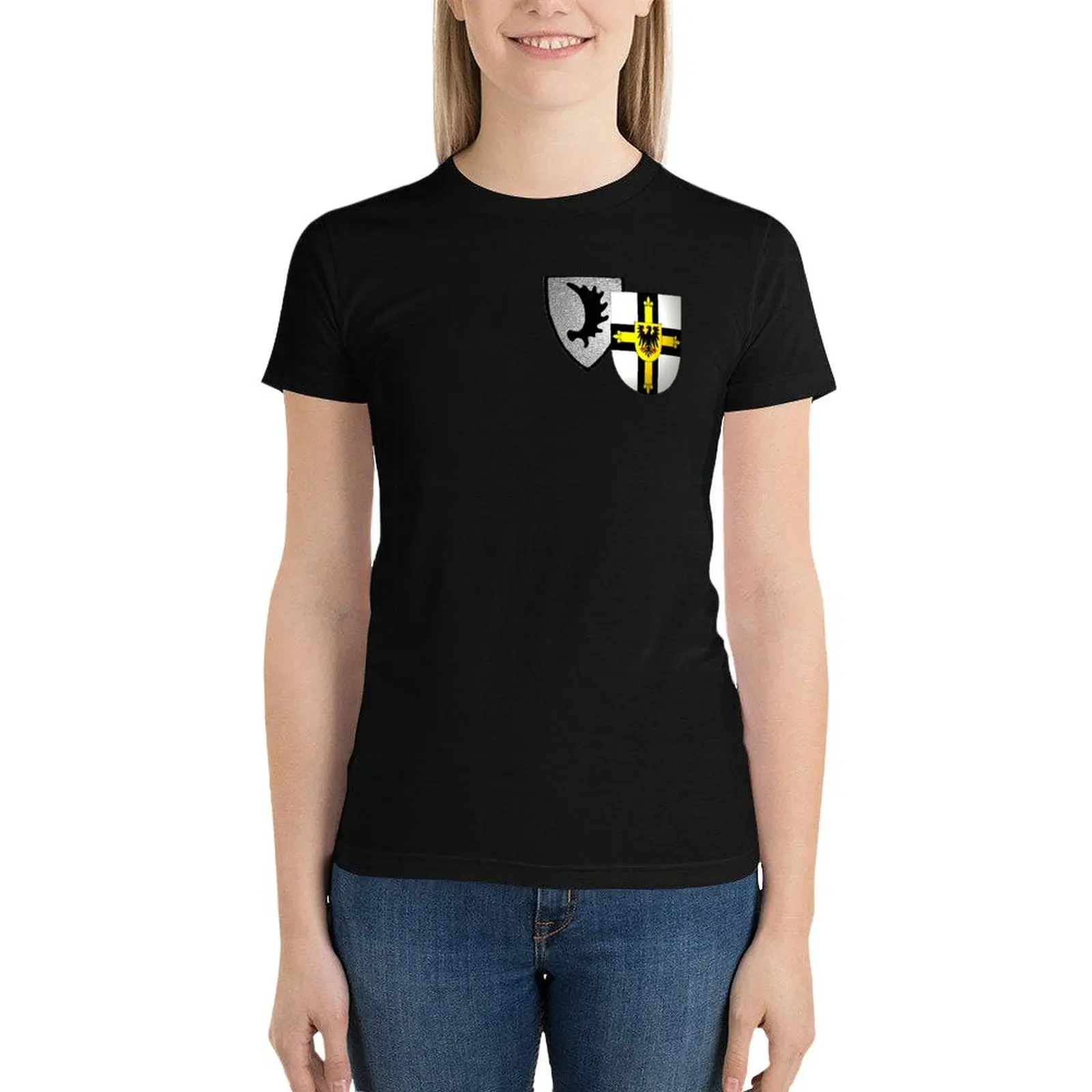 

East Prussia Teutonic Knights symbols T-Shirt anime clothes animal print shirt for girls Women's t-shirt