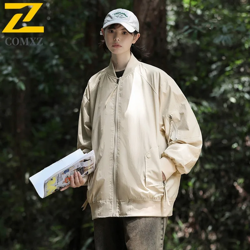 Men's American Style Pilot Jacket Autumn Winter Loose Fit Baseball Coat Windproof Water-Resistant Streetwear Military Outerwear