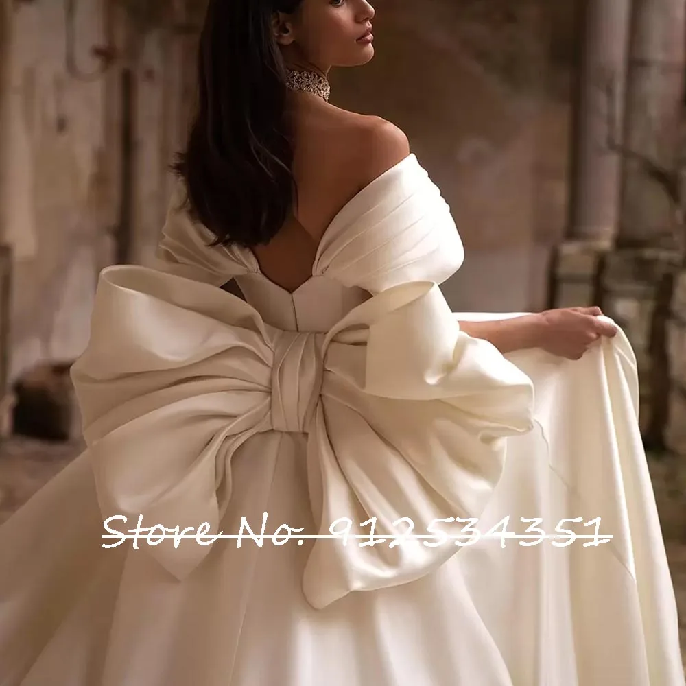Robe De Mariage Off the Shoulder Ball Gown Wedding Dresses with Big Bow Vintage Vestidos Novia Backless Luxury Trouwjurk 6