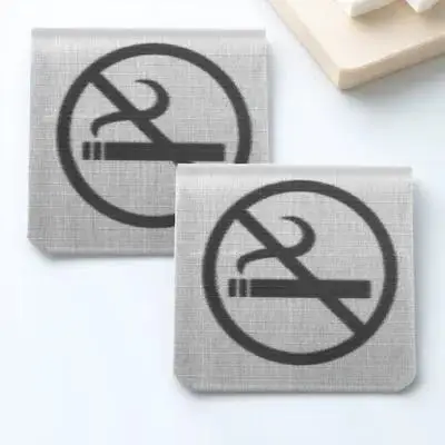 2Pcs 금연 테이블 카드 스테인레스 스틸 양면 견고한 금연 표지판 실내 공공 금연 표시기