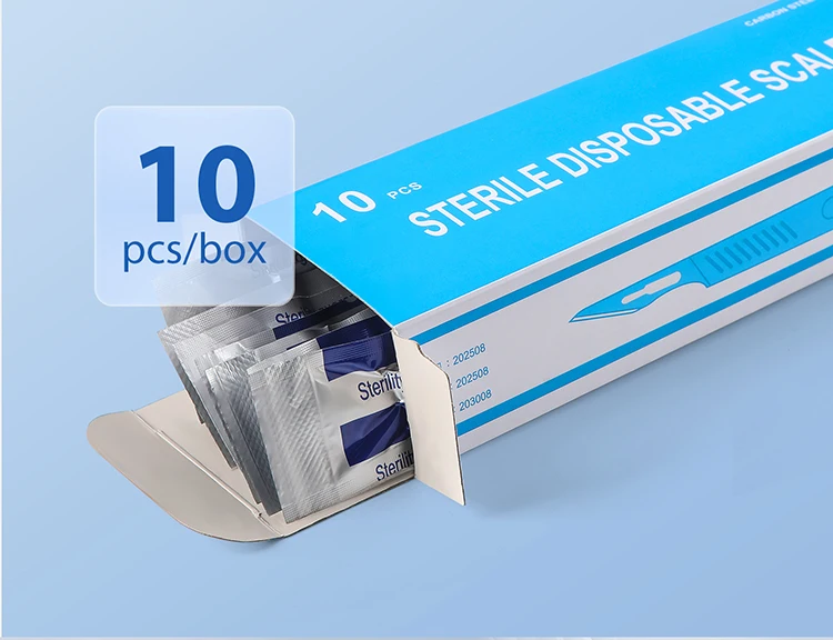 10 Stück/Box AZDENT Dental sterile Kopfhauben mit Carbonklingen und Kunststoffgriff 10 # 11 # 12 # 15 # Laborwerkzeug zum Schnitzen der Zahnheilkunde – Detail 4