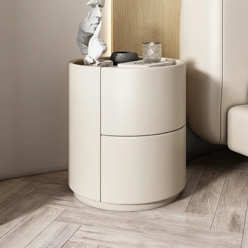 New Nordic Solid Wood Round Bedside Table, Modern Simple Small Bedroom Storage Cabinet, Living Room Afas Cabinet, Home Furniture