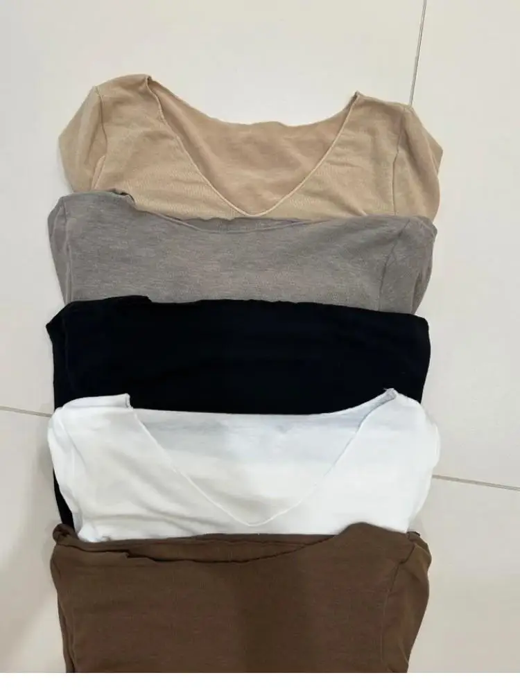 2026 Damen Koreanische Neue Frühling-Herbst V-Ausschnitt T-Shirts Transparente Slim-Fit Langarm Vielseitige Basis-Layer-Tops – Detail 9